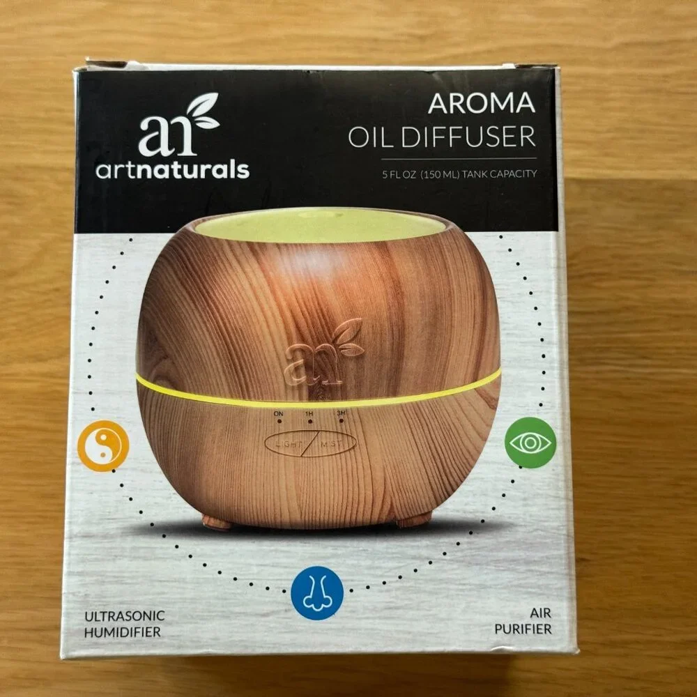 artnaturals Aroma Oil Diffuser Ultrasonic Humidifier 150 ML Tank, Wood Grain